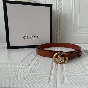 Leather belts with GG buckle